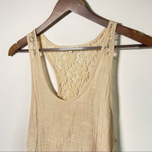 C'est Toi Racerback Sleeveless Blouse Rayon w/ Lace Back Cream Small - Picture 8 of 8